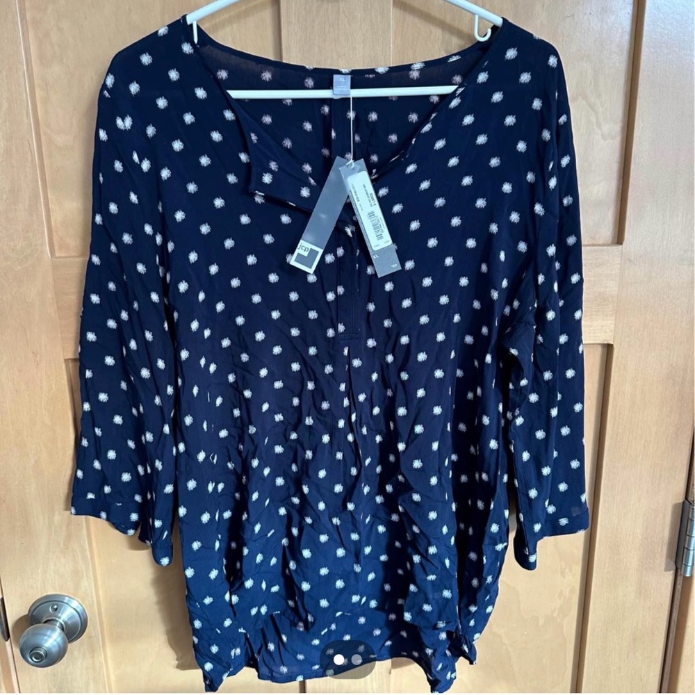 Nautical Navy Polka Dot Women's Top